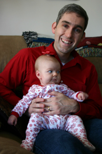 Katie and Daddy on Christmas Morning
