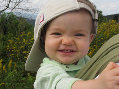 Katie picking blueberries