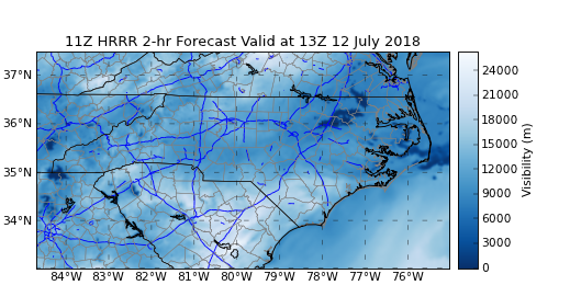 Latest 2-hr HRRR Visibility Forecast